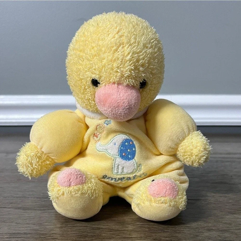 Vintage 2005 Carter's Terry Cloth Yellow‎ Baby Duck Rattle Plush